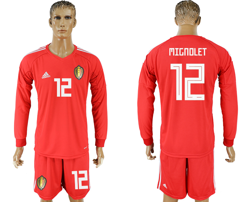 Maillot de foot BELGIUM LONG SLEEVE SUIT #12 MIGNOLET 2018 FIFA